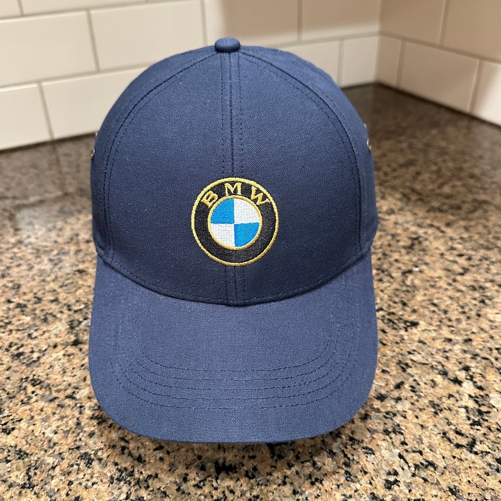 BMW Classic Baseball Cap Blue Leather Strap Hat